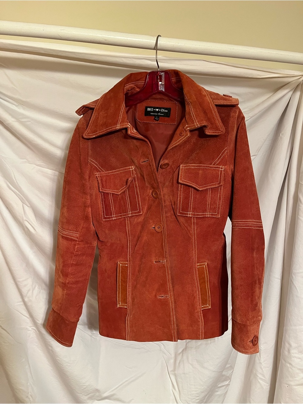 BKE Rust Suede Button-Up Jacket